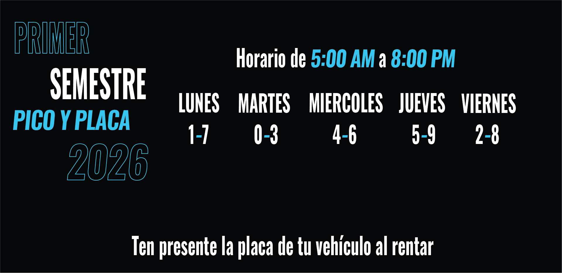 Pico y Placa Medellin Semestre 1 2026